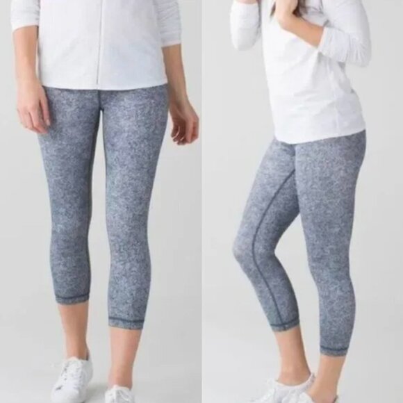 🦋 LULULEMON Wunder Under Crop III Rio Mist Leggings - Picture 1 of 7